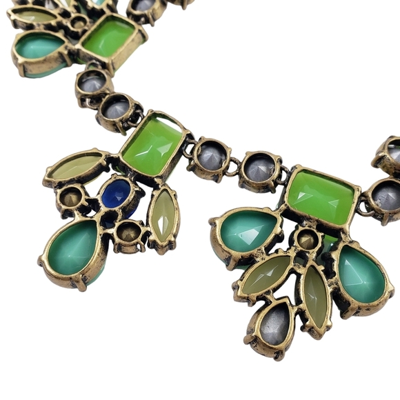 J. Crew Statement Necklace Green Blue Lime A0293 - Picture 7 of 9